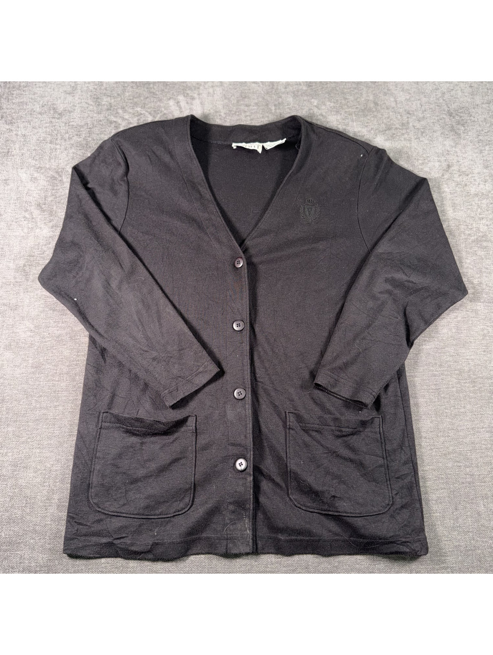 Jaclyn Smith Sport Women's Black Button-Up Cardigan Sweater Large
